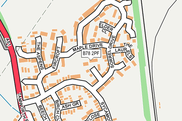 B78 2PF map - OS OpenMap – Local (Ordnance Survey)