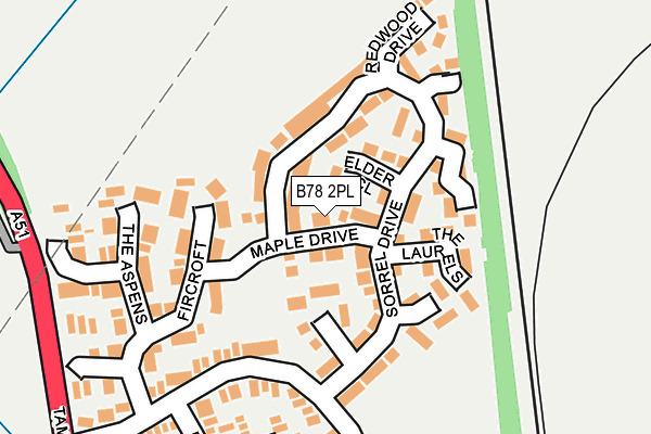 B78 2PL map - OS OpenMap – Local (Ordnance Survey)
