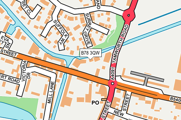 B78 3QW map - OS OpenMap – Local (Ordnance Survey)