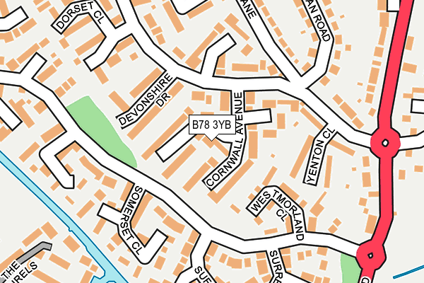 B78 3YB map - OS OpenMap – Local (Ordnance Survey)