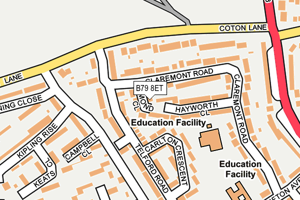 B79 8ET map - OS OpenMap – Local (Ordnance Survey)