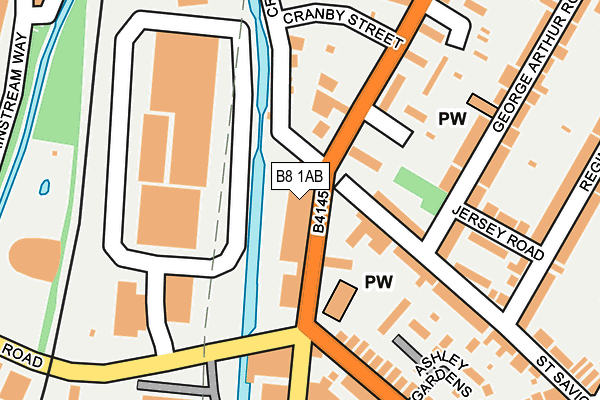 B8 1AB map - OS OpenMap – Local (Ordnance Survey)