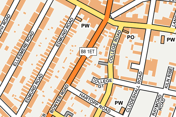B8 1ET map - OS OpenMap – Local (Ordnance Survey)