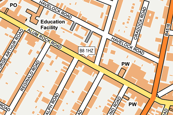 B8 1HZ map - OS OpenMap – Local (Ordnance Survey)