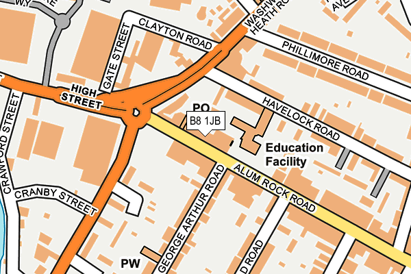 B8 1JB map - OS OpenMap – Local (Ordnance Survey)