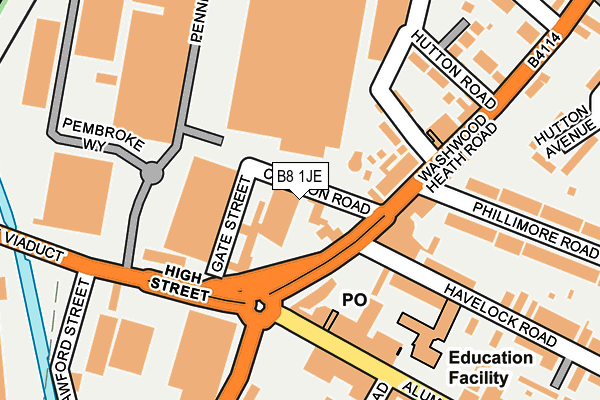 B8 1JE map - OS OpenMap – Local (Ordnance Survey)