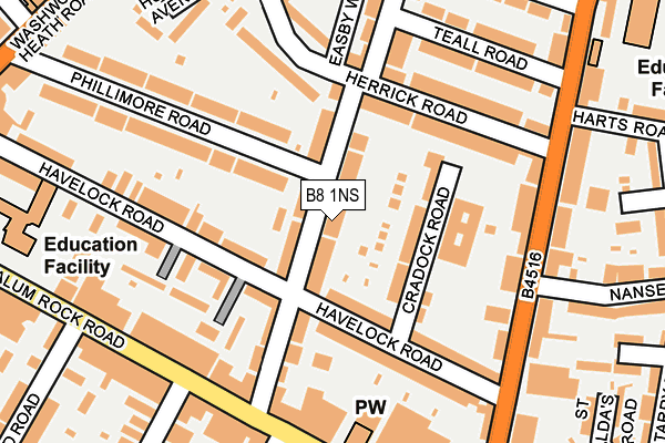 B8 1NS map - OS OpenMap – Local (Ordnance Survey)