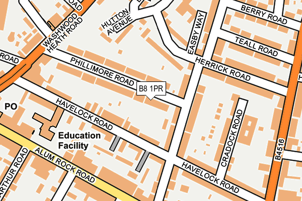 B8 1PR map - OS OpenMap – Local (Ordnance Survey)