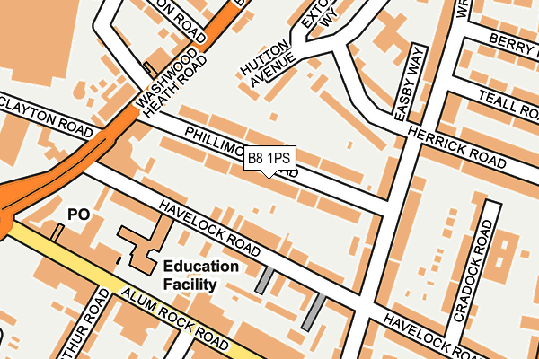 B8 1PS map - OS OpenMap – Local (Ordnance Survey)