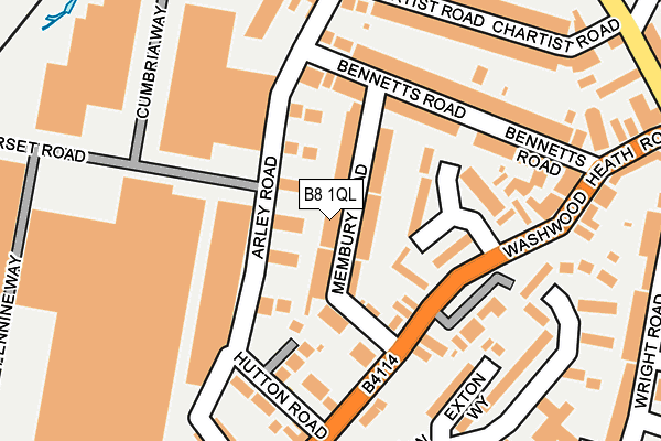 B8 1QL map - OS OpenMap – Local (Ordnance Survey)