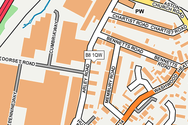 B8 1QW map - OS OpenMap – Local (Ordnance Survey)