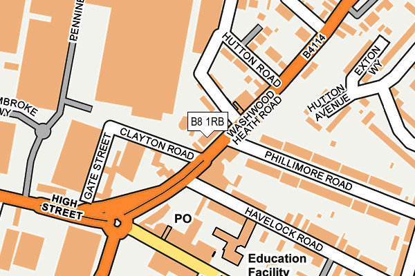 B8 1RB map - OS OpenMap – Local (Ordnance Survey)