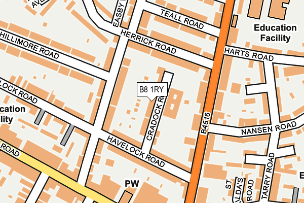 B8 1RY map - OS OpenMap – Local (Ordnance Survey)