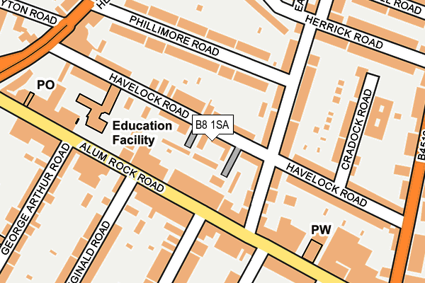 B8 1SA map - OS OpenMap – Local (Ordnance Survey)