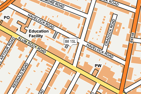 B8 1SL map - OS OpenMap – Local (Ordnance Survey)