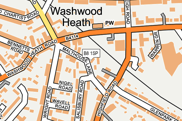 B8 1SP map - OS OpenMap – Local (Ordnance Survey)