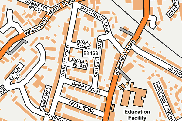 B8 1SS map - OS OpenMap – Local (Ordnance Survey)