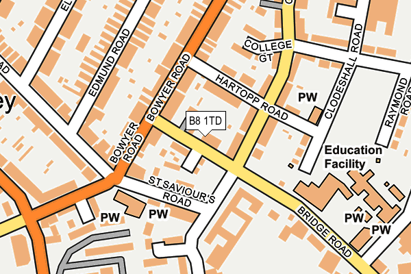 B8 1TD map - OS OpenMap – Local (Ordnance Survey)