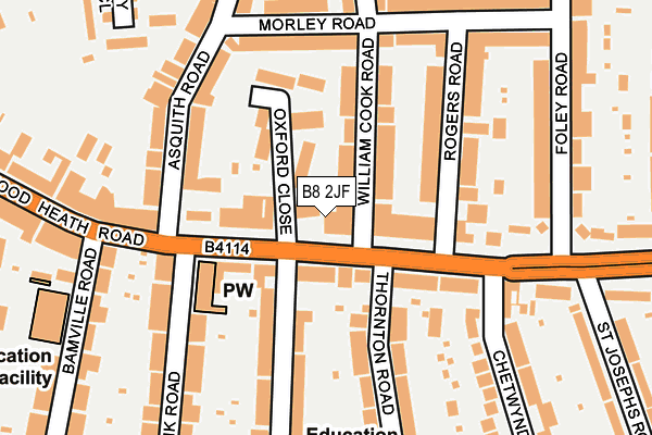 B8 2JF map - OS OpenMap – Local (Ordnance Survey)