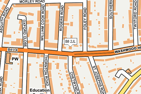 B8 2JL map - OS OpenMap – Local (Ordnance Survey)