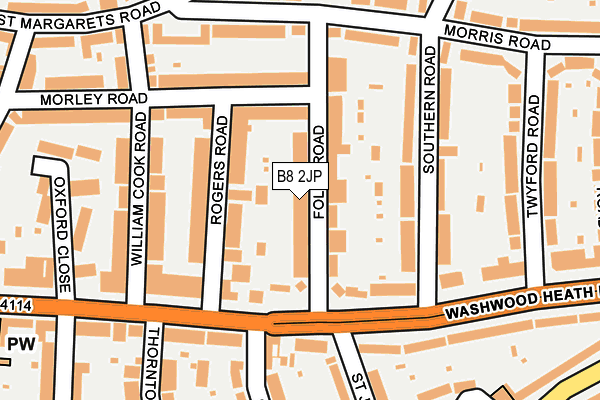 B8 2JP map - OS OpenMap – Local (Ordnance Survey)