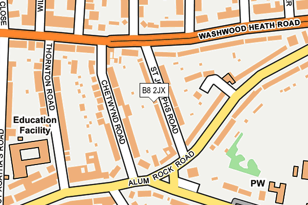 B8 2JX map - OS OpenMap – Local (Ordnance Survey)