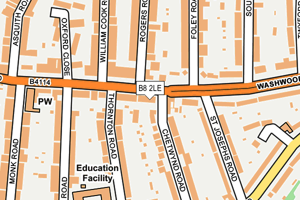 B8 2LE map - OS OpenMap – Local (Ordnance Survey)