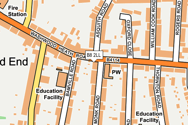 B8 2LL map - OS OpenMap – Local (Ordnance Survey)