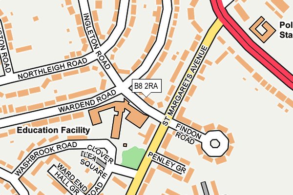 B8 2RA map - OS OpenMap – Local (Ordnance Survey)