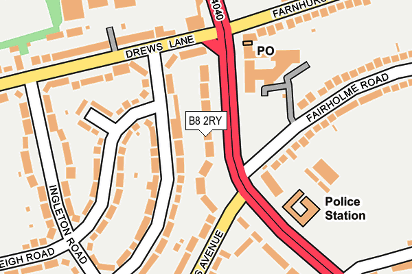 B8 2RY map - OS OpenMap – Local (Ordnance Survey)