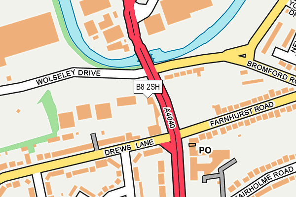 B8 2SH map - OS OpenMap – Local (Ordnance Survey)