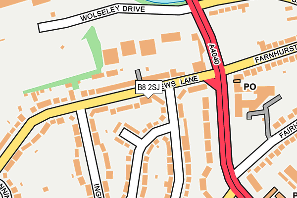 B8 2SJ map - OS OpenMap – Local (Ordnance Survey)