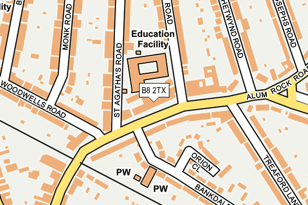 B8 2TX map - OS OpenMap – Local (Ordnance Survey)