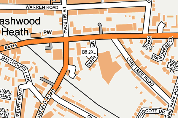 B8 2XL map - OS OpenMap – Local (Ordnance Survey)