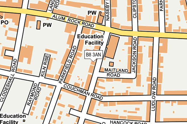 B8 3AN map - OS OpenMap – Local (Ordnance Survey)