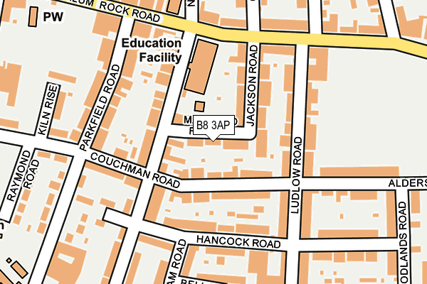 B8 3AP map - OS OpenMap – Local (Ordnance Survey)