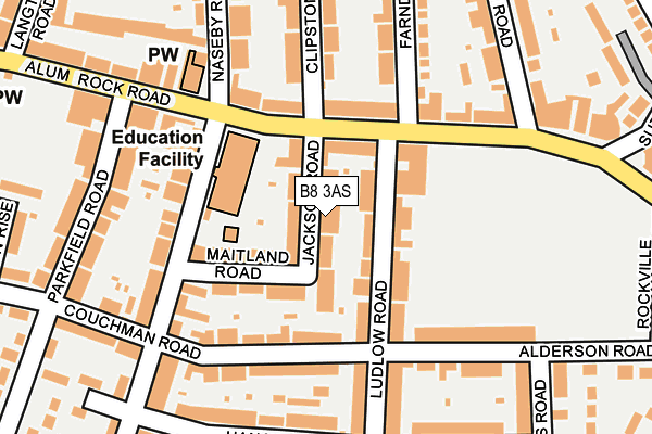 B8 3AS map - OS OpenMap – Local (Ordnance Survey)