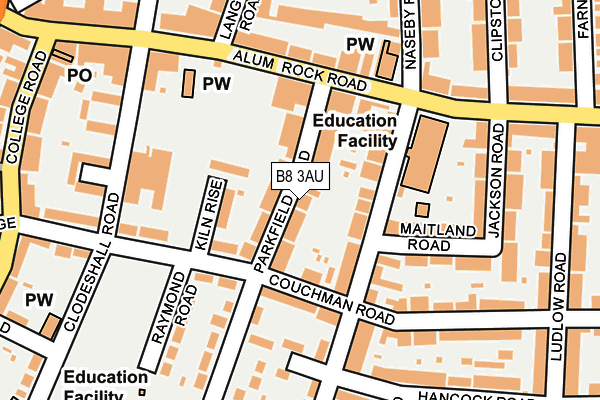 B8 3AU map - OS OpenMap – Local (Ordnance Survey)