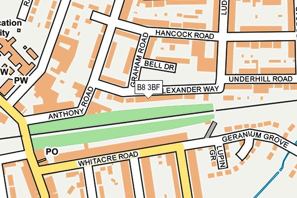 B8 3BF map - OS OpenMap – Local (Ordnance Survey)