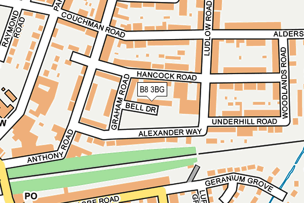 B8 3BG map - OS OpenMap – Local (Ordnance Survey)