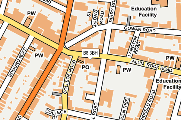 B8 3BH map - OS OpenMap – Local (Ordnance Survey)