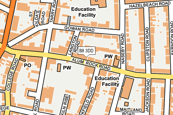 B8 3DD map - OS OpenMap – Local (Ordnance Survey)