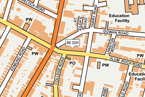 B8 3DH map - OS OpenMap – Local (Ordnance Survey)