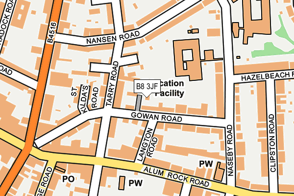 B8 3JF map - OS OpenMap – Local (Ordnance Survey)