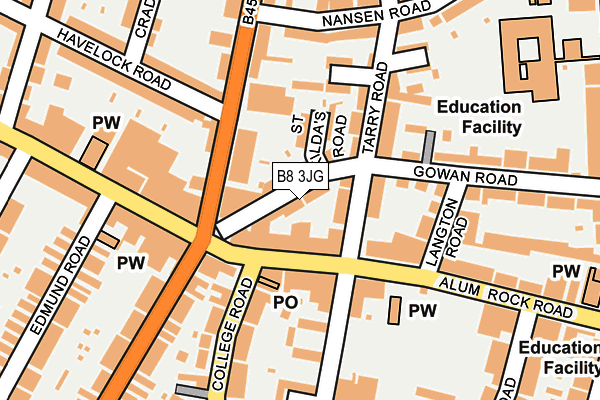 B8 3JG map - OS OpenMap – Local (Ordnance Survey)