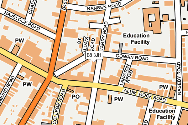 B8 3JH map - OS OpenMap – Local (Ordnance Survey)