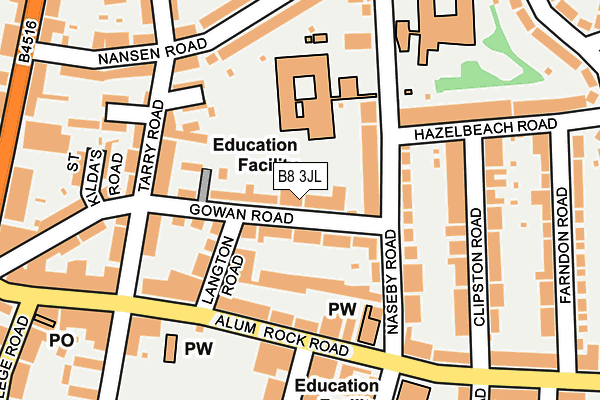 B8 3JL map - OS OpenMap – Local (Ordnance Survey)