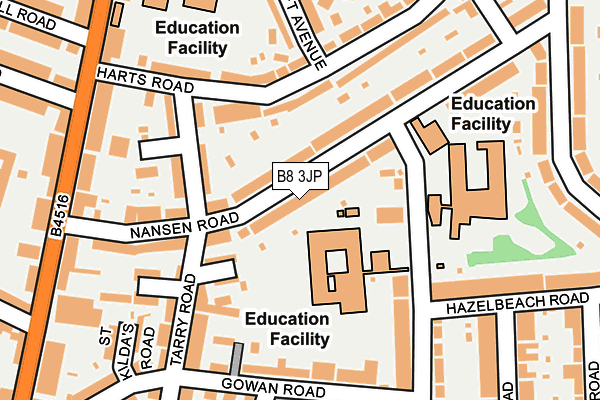 B8 3JP map - OS OpenMap – Local (Ordnance Survey)