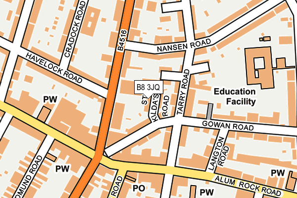 B8 3JQ map - OS OpenMap – Local (Ordnance Survey)