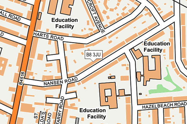 B8 3JU map - OS OpenMap – Local (Ordnance Survey)